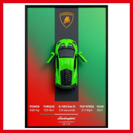 Lamborghini Supercar 3D Framed Model – Automotive Art for Collectors
